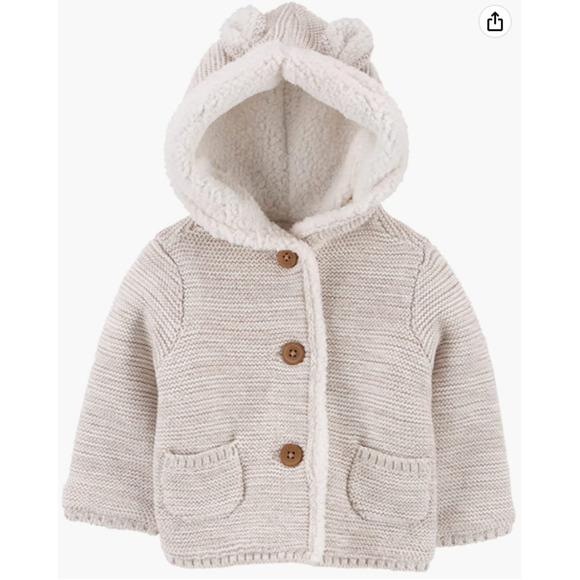 Carters   Hooded Jacket 3D bear Ears Sherpa Jacket 12 Month  NWT - Picture 1 of 4